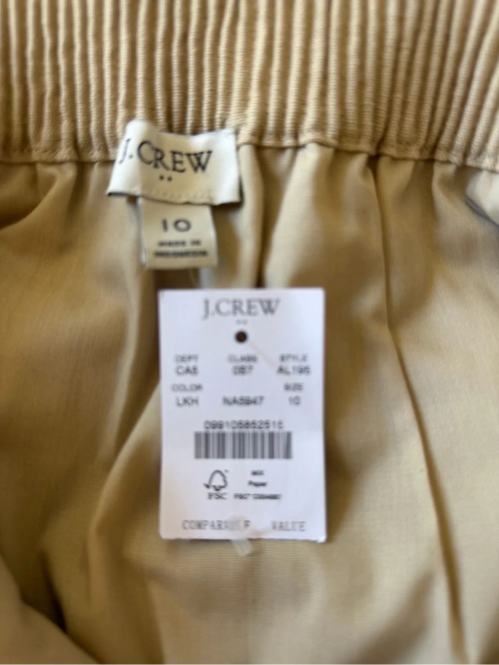 NWT j.crew Linen tan lined scalloped hem skirt size 10